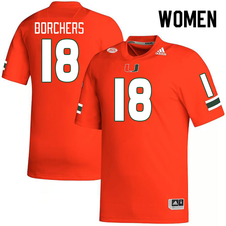 Women #18 Joe Borchers Miami Hurricanes College Football Jerseys Stitched-Orange